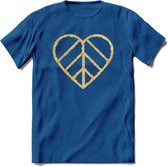 Valentijn Goud Hart T-Shirt | Grappig Valentijnsdag Cadeautje voor Hem en Haar | Dames - Heren - Unisex | Kleding Cadeau | - Donker Blauw - 3XL