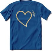 Valentijn Goud Hart T-Shirt | Grappig Valentijnsdag Cadeautje voor Hem en Haar | Dames - Heren - Unisex | Kleding Cadeau | - Donker Blauw - XXL