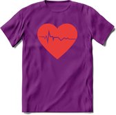 Valentijn Hart T-Shirt | Grappig Valentijnsdag Cadeautje voor Hem en Haar | Dames - Heren - Unisex | Kleding Cadeau | - Paars - XXL