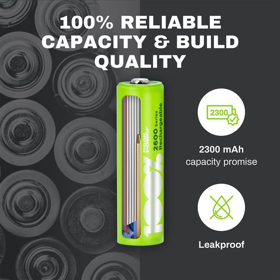100% Peak Power oplaadbare batterijen AA - NiMH AA batterij mignon 2300 mAh - 12 stuks - 100% Peak Power