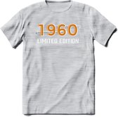 1960 Limited Edition T-Shirt | Goud - Zilver | Grappig Verjaardag en Feest Cadeau Shirt | Dames - Heren - Unisex | Tshirt Kleding Kado | - Licht Grijs - Gemaleerd - M