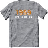 1959 Limited Edition T-Shirt | Goud - Zilver | Grappig Verjaardag en Feest Cadeau Shirt | Dames - Heren - Unisex | Tshirt Kleding Kado | - Donker Grijs - Gemaleerd - XL