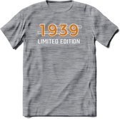1939 Limited Edition T-Shirt | Goud - Zilver | Grappig Verjaardag en Feest Cadeau Shirt | Dames - Heren - Unisex | Tshirt Kleding Kado | - Donker Grijs - Gemaleerd - XXL