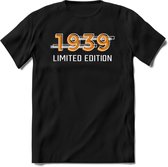 1939 Limited Edition T-Shirt | Goud - Zilver | Grappig Verjaardag en Feest Cadeau Shirt | Dames - Heren - Unisex | Tshirt Kleding Kado | - Zwart - 3XL