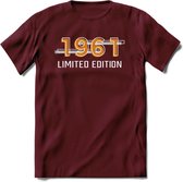 1961 Limited Edition T-Shirt | Goud - Zilver | Grappig Verjaardag en Feest Cadeau Shirt | Dames - Heren - Unisex | Tshirt Kleding Kado | - Burgundy - XL