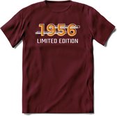 1956 Limited Edition T-Shirt | Goud - Zilver | Grappig Verjaardag en Feest Cadeau Shirt | Dames - Heren - Unisex | Tshirt Kleding Kado | - Burgundy - L
