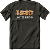 1940 Limited Edition T-Shirt | Goud - Zilver | Grappig Verjaardag en Feest Cadeau Shirt | Dames - Heren - Unisex | Tshirt Kleding Kado | - Donker Grijs - 3XL