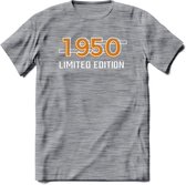1950 Limited Edition T-Shirt | Goud - Zilver | Grappig Verjaardag en Feest Cadeau Shirt | Dames - Heren - Unisex | Tshirt Kleding Kado | - Donker Grijs - Gemaleerd - 3XL
