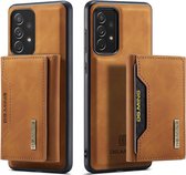 DG Ming Hoesje Geschikt voor Samsung Galaxy A73 - 2 in 1 Magnetisch Portemonnee case - Bruin