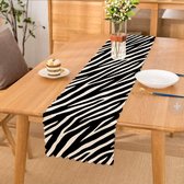 Velvet textiel Tafelloper 45x220 - Zwart & Wit zebra patroon - Fluweel - Runner