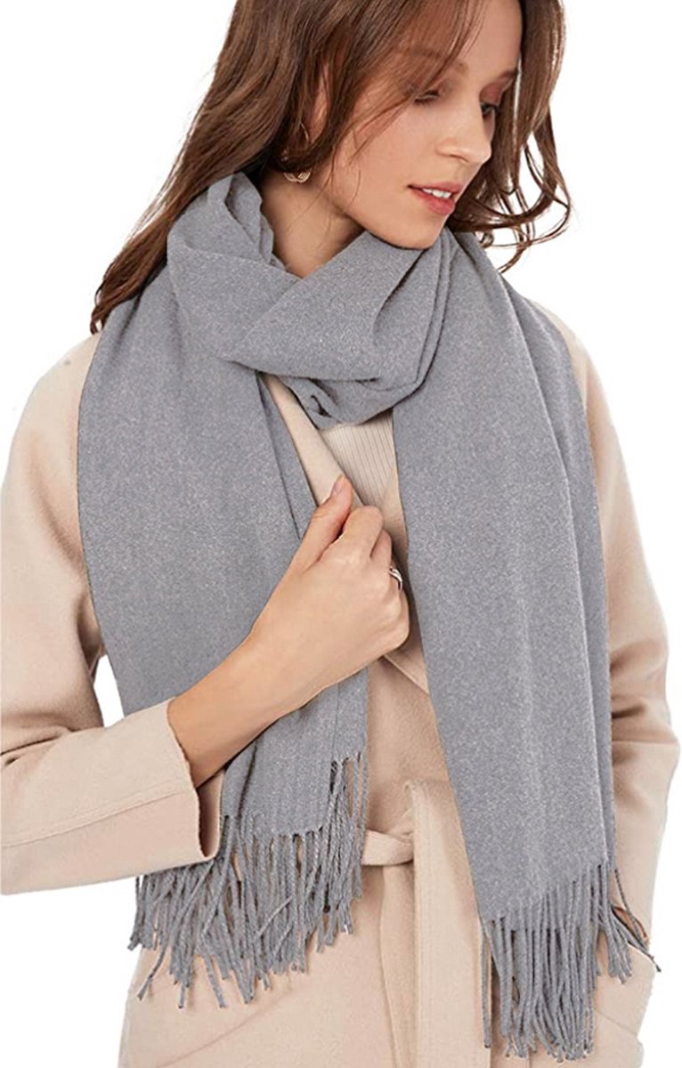 LIXIN Sjaal Dames - Grijs - 200x70cm - Omslagdoek Dames - Dames Sjaal Omslagdoek - Herfst - Winter - Mooie - Dames accessoires