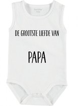 Baby Rompertje met tekst 'De grote liefde van papa' | mouwloos l | wit zwart | maat 50/56 | cadeau | Kraamcadeau | Kraamkado
