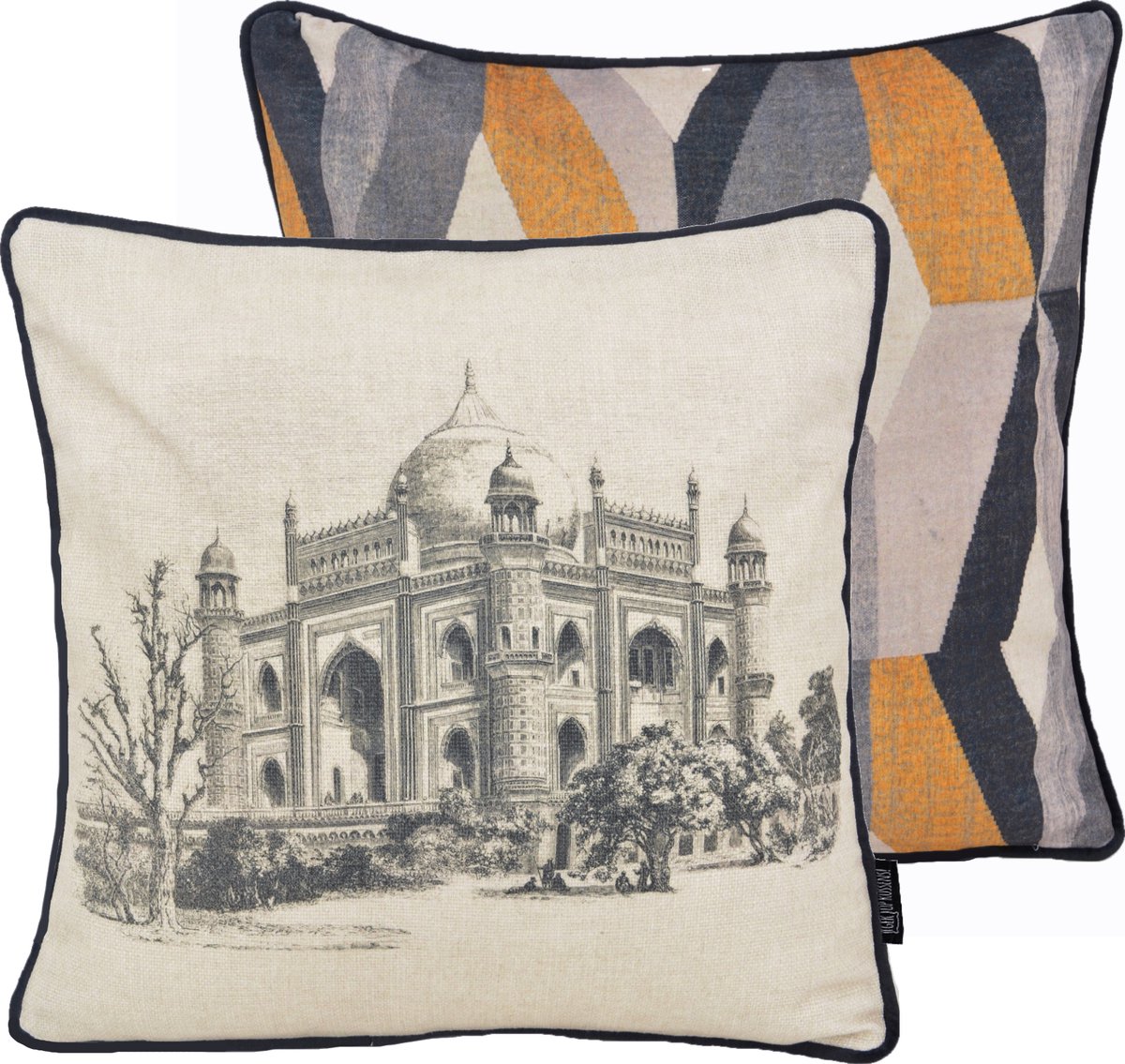 Gek op Kussens! Velvet Taj Mahal Kussenhoes | Fluweel / Polyester | 45 x 45 cm Creme/Zwart