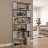 Decoways - Boekenkast/kamerscherm 80x24x192 cm spaanplaat betongrijs