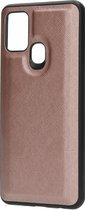 Samsung Galaxy A21s Hoesje - Casetastic - Saffiano Serie - Kunstlederen Backcover - Roze - Hoesje Geschikt Voor Samsung Galaxy A21s