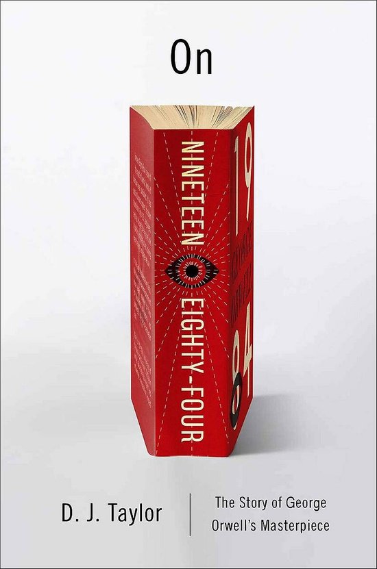 Rode kaft van het boek 'On Nineteen Eighty-Four' met een oog-icoon en de tekst 'NINETEEN EIGHTY-FOUR'.