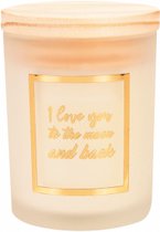 Geurkaars - White/gold - I love you to the moon and back - giftbox met panterprint - In cadeauverpakking