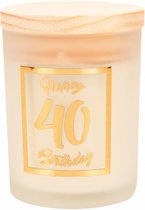 Verjaardag - Geurkaars - White/gold - Happy Birthday - 40 jaar - giftbox met panterprint - In cadeauverpakking