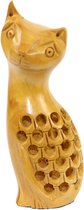 Beeld hout - Kat - Hout - Bruin - 10x5x4 cm - Fairtrade - Sarana