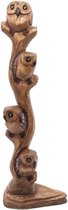 Beeld - Uilen in boom - Hout - 50x12,5x12,5 cm - Sawahasa - Thailand - Fairtrade