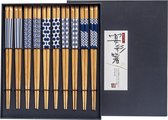 EETSTOKJESSET JAPANS BLAUW PATROON 22,5CM/ 10 PAAR