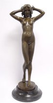 Bronzen Sculptuur Genaamd Eerste Huivering 29x29x77 cm