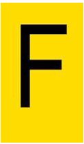 Mini letter F, geel zwart 14 x 19 mm - 54/vel