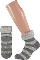 Apollo Huissokken Dames - Wollen Sokken - Warme Sokken - Antislip - Grijs - Maat 39-42