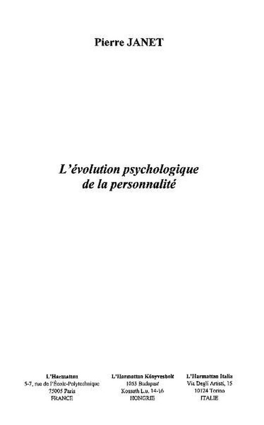 L'évolution psychologique de la personnalité - cover