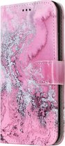 Mobigear Marble Bookcase Hoesje - Geschikt voor Apple iPhone X/10 - Gsm case - Marmer Roze