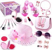 Prinses Aankleden Make-up Set, Kinderen Doen alsof Rollenspel Kit Nep make-up Sieraden Speelgoed Accessoires Zonnebril Schoenen Mode Cosmetische Schoonheid Set voor meisjes Prinses