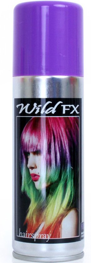 Haarspray of haarverf - kleur paars - verkleed accessoires - 125 ml - volwassenen en kinderen - carnaval