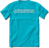 Het Nieuws Verspreid Zich Als Een Lopend Frituurtje - Snack T-Shirt | Grappig Verjaardag Kleding Cadeau | Eten En Snoep Shirt | Dames - Heren - Unisex Tshirt | - Blauw - M