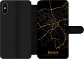 Bookcase Geschikt voor iPhone XS telefoonhoesje - Essen - Kaart - Goud - Met vakjes - Wallet case met magneetsluiting