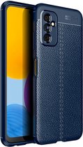 Samsung Galaxy M52 5G Hoesje Back Cover met Kunstleer Textuur Blauw