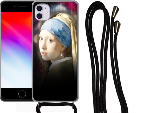 Coque avec cordon iPhone 11 - Art - Vermeer - Arc-en-ciel - Siliconen - Bandoulière - Coque arrière avec cordon - Coque pour téléphone avec cordon - Coque avec corde