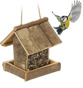 Relaxdays hangend vogelvoederhuisje - houten voederhuisje tuinvogels - pimpelmees - mus