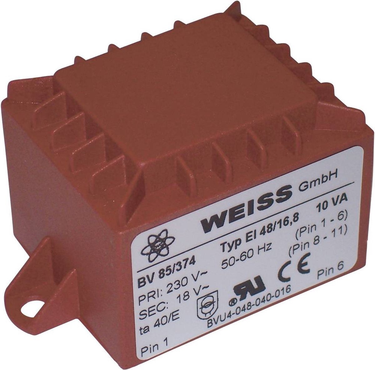 Weiss Elektrotechnik 85/371 Printtransformator 1 x 230 V 1 x 9 V/AC 10 VA 1111 mA