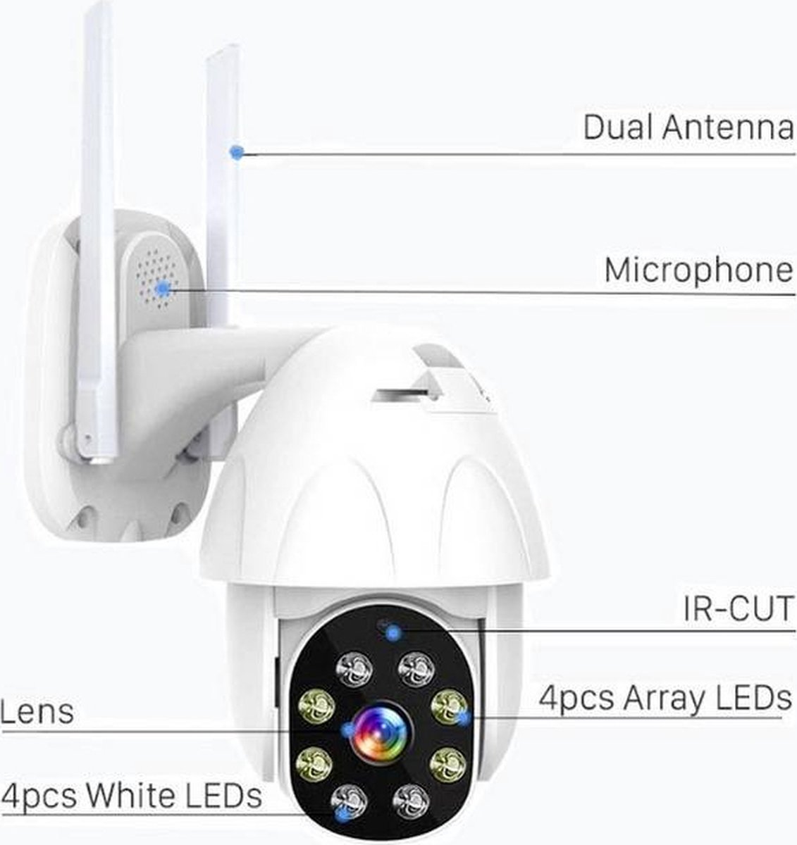Denver IOC-221 - IP-beveiligingscamera - Werkt met TUYA - Buiten Dome camera - FULL HD – foto 6