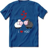 I Love You - Valentijn T-Shirt | Grappig Valentijnsdag Cadeautje voor Hem en Haar | Dames - Heren - Unisex | Kleding Cadeau | - Donker Blauw - S