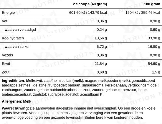 XXL Nutrition - Delicious Protein Pudding - 22 Gram Eiwit - Eiwitrijke Snack & Dessert - Diverse Smaken - Banaan Kers - 440 Gram (11 doseringen) van XXL Nutrition — afbeelding 2