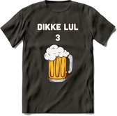 Dikke Lul 3 Bier T-Shirt | Bier Kleding | Feest | Drank | Grappig Verjaardag Cadeau | - Donker Grijs - XXL