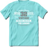 32 Jaar Legend T-Shirt | Zilver - Wit | Grappig Verjaardag en Feest Cadeau | Dames - Heren - Unisex | Kleding Kado | - Licht Blauw - XL