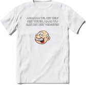 Abraham wil het zelf niet weten T-Shirt | Grappig Abraham 50 Jaar Verjaardag Kleding Cadeau | Dames – Heren - Wit - XL