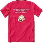 Abraham wees niet bang T-Shirt | Grappig Abraham 50 Jaar Verjaardag Kleding Cadeau | Dames – Heren - Roze - XL