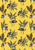 Inpakpapier Cadeaupapier Kraanvogel Yellow Wildlife- Breedte 50 cm - 200m lang