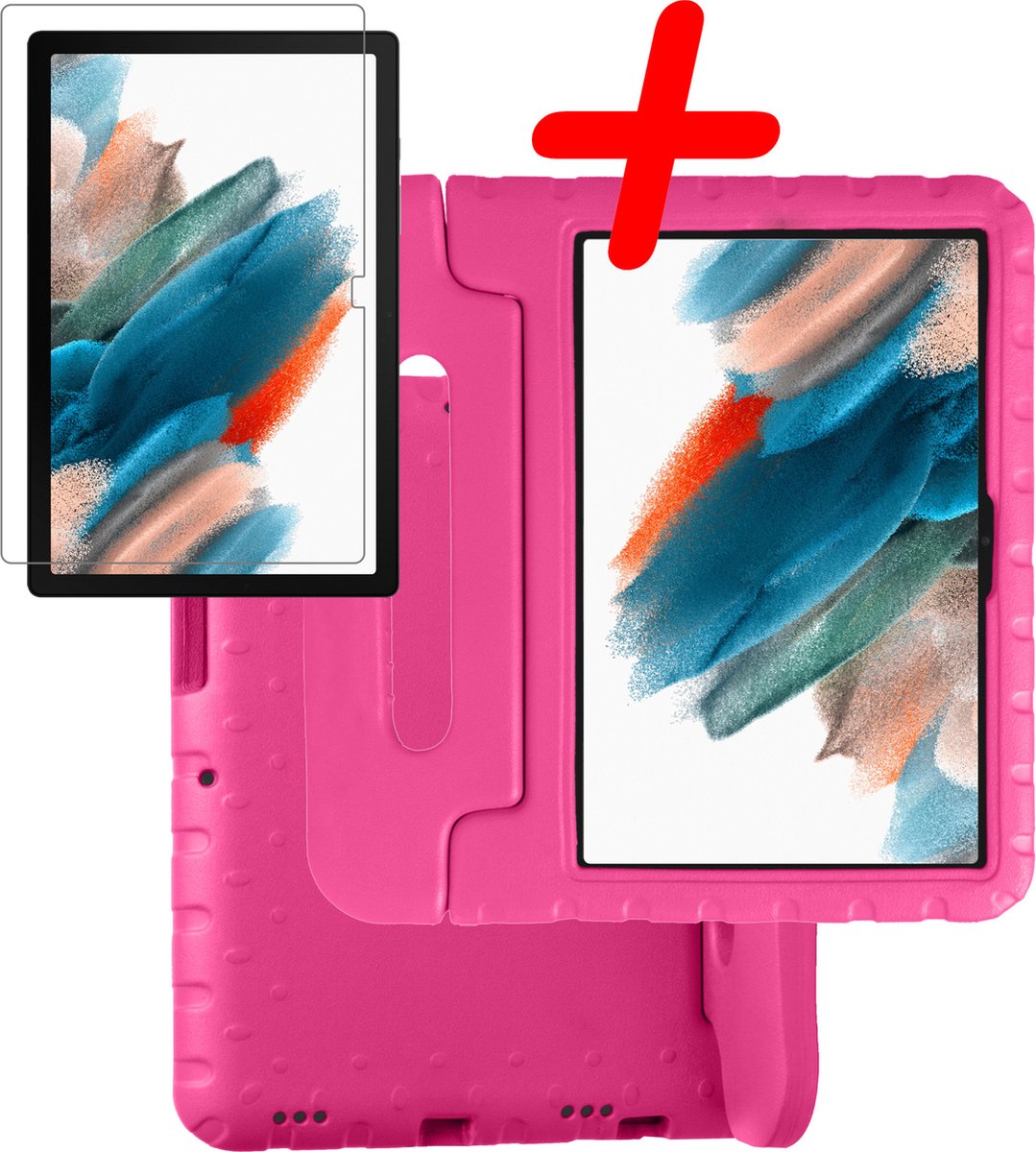 Hoesje Geschikt voor Samsung Galaxy Tab A8 Hoesje Kinder Hoes Shockproof Cover Met Screenprotector - Kindvriendelijke Hoesje Geschikt voor Samsung Tab A8 Hoes Kids Case - Roze