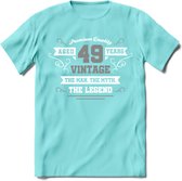 49 Jaar Legend T-Shirt | Zilver - Wit | Grappig Verjaardag en Feest Cadeau | Dames - Heren - Unisex | Kleding Kado | - Licht Blauw - M