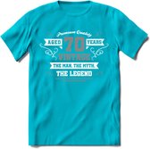 70 Jaar Legend T-Shirt | Zilver - Wit | Grappig Verjaardag en Feest Cadeau | Dames - Heren - Unisex | Kleding Kado | - Blauw - S