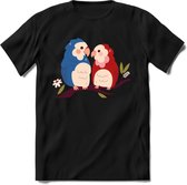 Lovebirds - Valentijn T-Shirt | Grappig Valentijnsdag Cadeautje voor Hem en Haar | Dames - Heren - Unisex | Kleding Cadeau | - Zwart - S